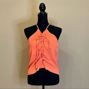 Parker Estella Coral Tie Front Grommet Tank Top